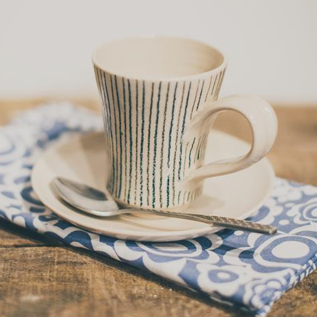 Fluted coffee cup & saucer - Stripe